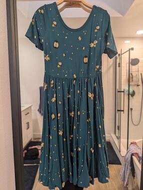 Kyte BABY Teal Twirl Dress with Firefly Print